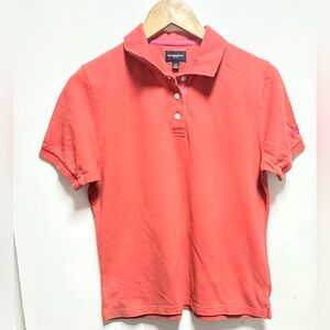 Burberry Coral Button Down Polo Shirt Size M